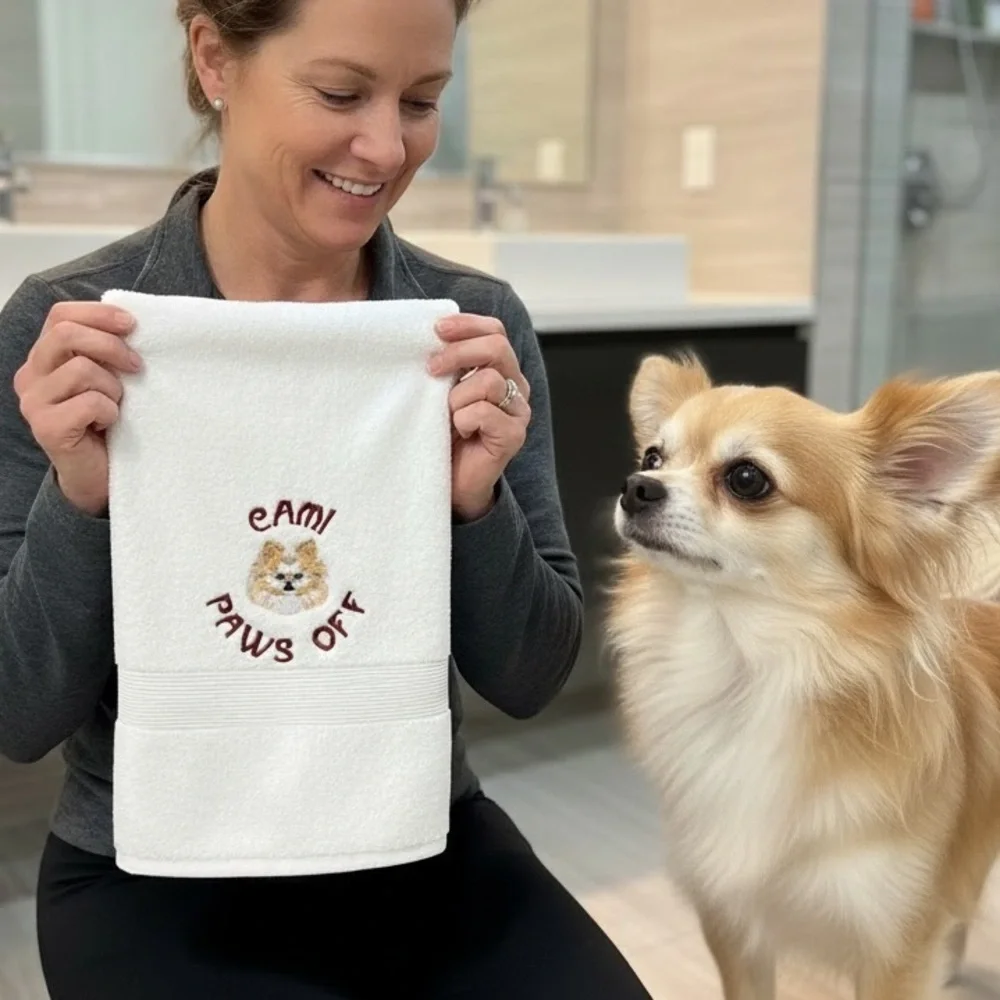 French bulldog Personalized Embroidered Dog Hand Towels any pet dog, cat, horse